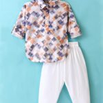 Noddy Full Sleeves Abstract Printed Pathani Set