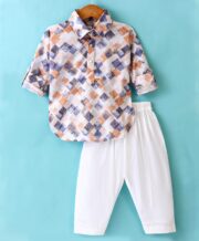 Noddy Full Sleeves Abstract Printed Pathani Set