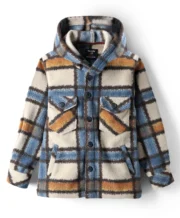 Noddy Full Sleeves Checked  Hodded Shacket